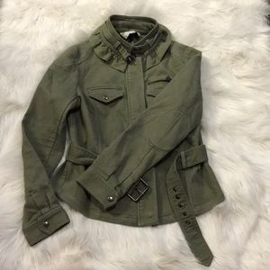 Banana republic stretch green moto denim jacket 12